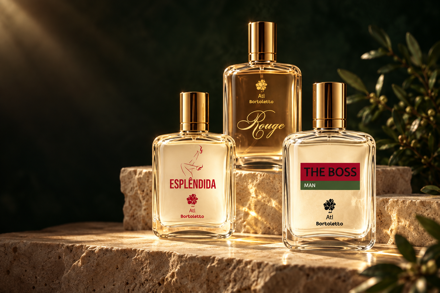 Composição editorial de perfumes Atlântica Natural